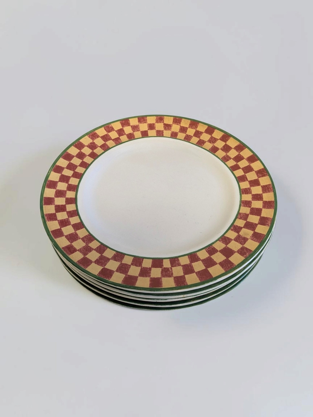 Block Country Farm Dinner Plates - Set of 5 Red Checkered